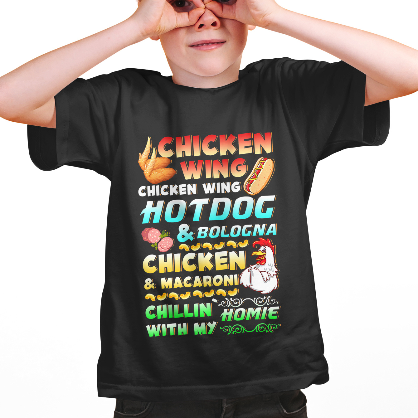 

Chicken Wing Print Boy's Casual Tees, Short Sleeve Crew Neck Comfy T-shirt Kids Summer Outdoor Sports Clothing