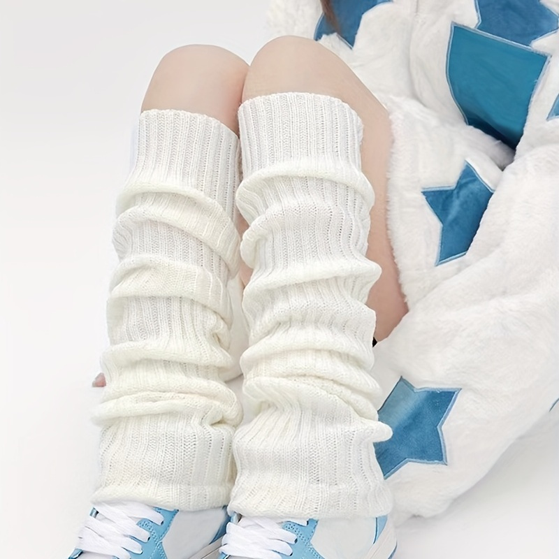 

Of Simple White Solid Color Stockings, Non-slip Casual Soft And Comfortable Socks Leg Warmer