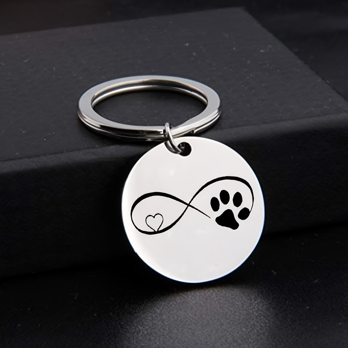 

Stainless Steel Keychain With Infinity Heart & Dog Paw Design - Pet Lover Keyring Pack Of 1