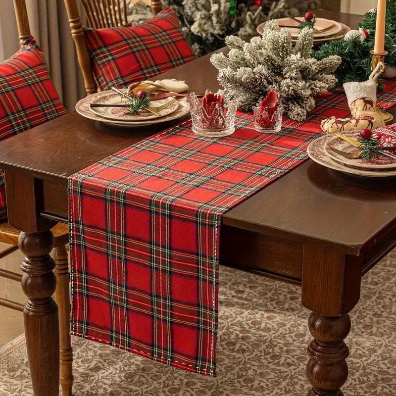 

Red Christmas Table - For Dining Decor, Polyester