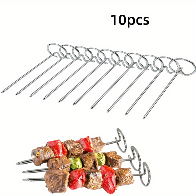 

10pcs Stainless Steel Vertical Air Fryer Skewers - Universal Kebab Accessories For Oven Bbq Grill Needles