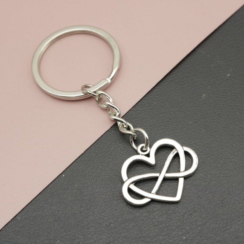 

Porte-clés élégant Infinity Love Heart, pendentif en alliage de zinc pour clés, accessoire de sac à main - Porte-clés double cœur durable