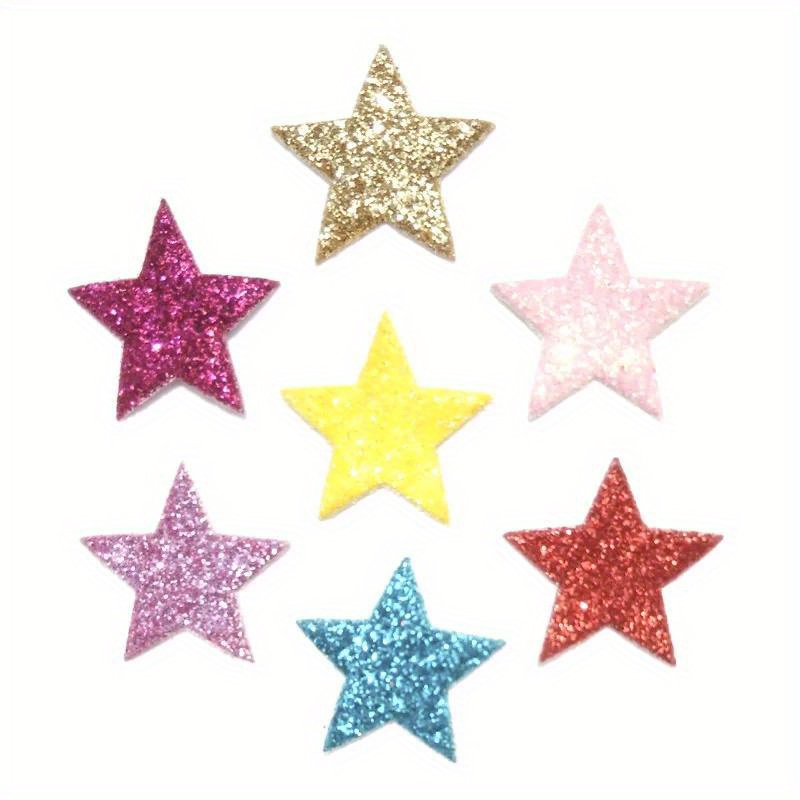 

100pcs Glitter Star Leather Appliques For Scrapbooking, Mixed Color Sewing Patches For Craft, Card Making, And Diy Ornaments