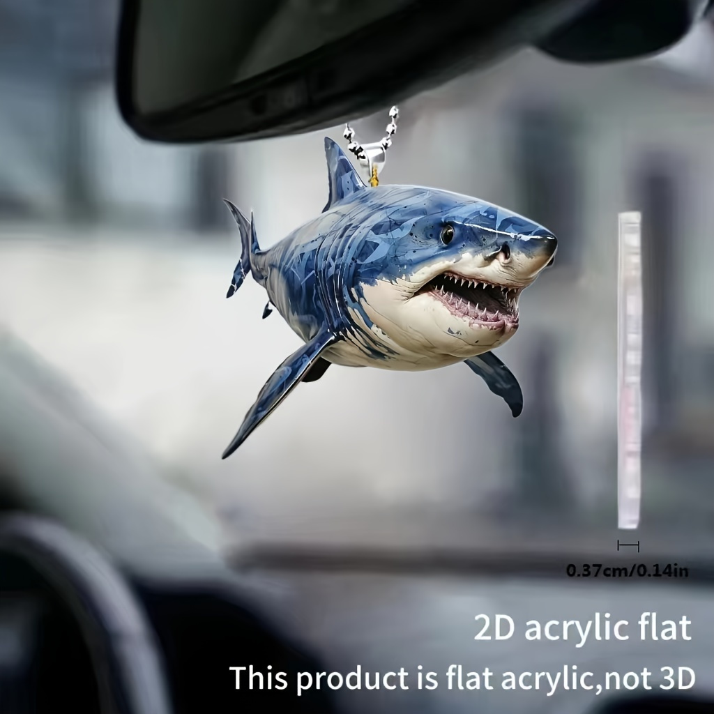 

2d Acrylic Shark Ornament: Perfect Party Decoration For Car Mirrors, Backpacks, And Keychains