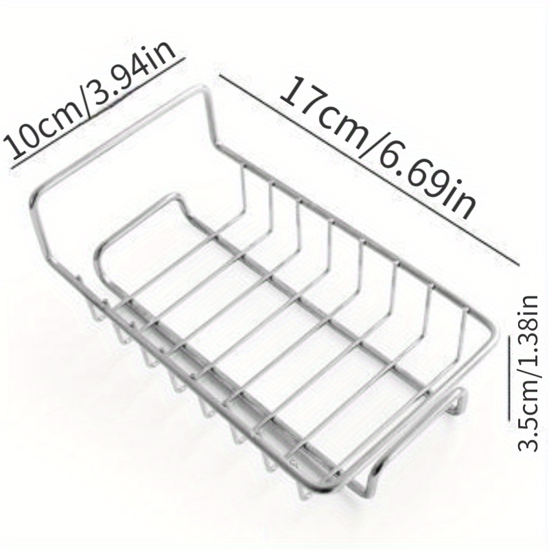 1pc stainless steel faucet caddy no electricity open storage organizer for sponge and cloth draining multipurpose metal bathroom accessory details 3