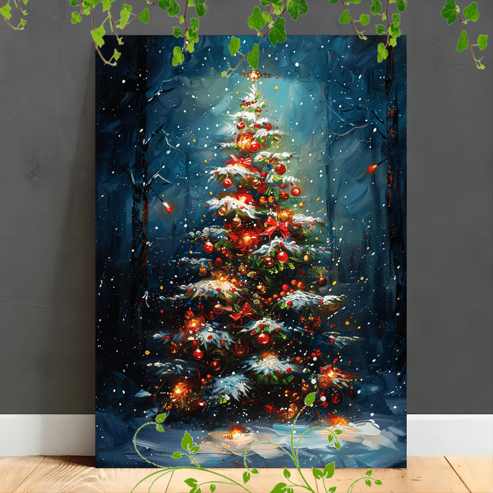 

1pc Wooden Painting , Room Decoration Suspensibility Decorated Christmas Tree, , Oil Painting