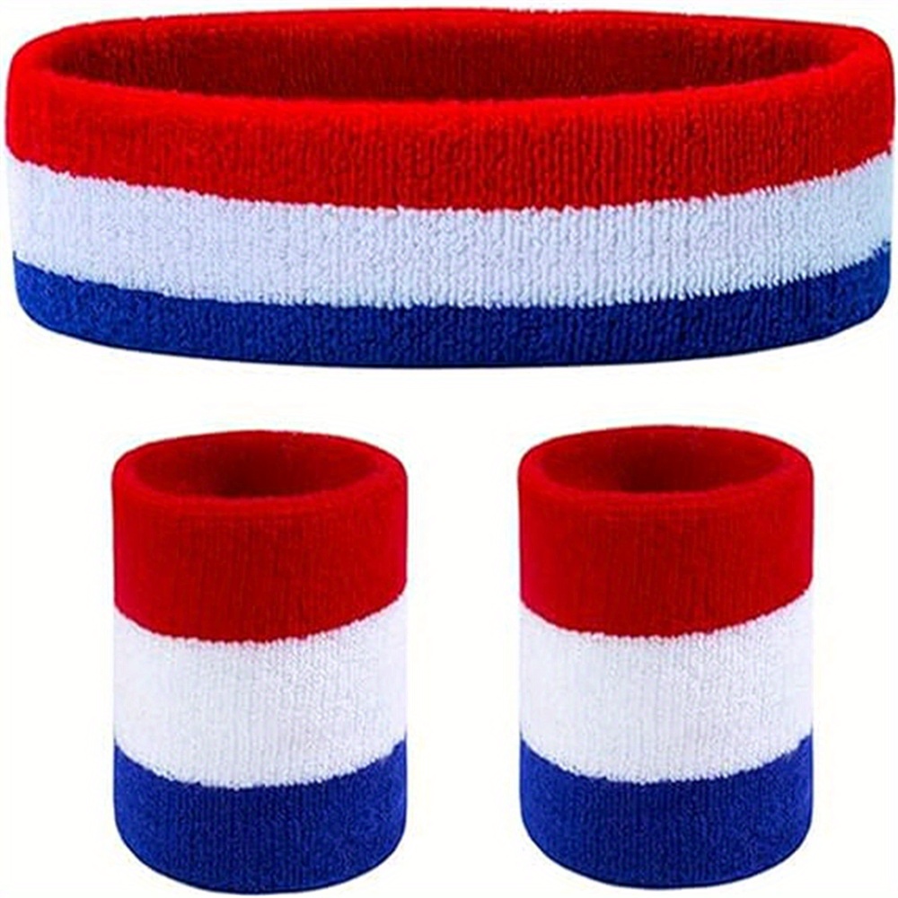 

3pcs Sports Sweatbands - Comfortable Headbands & Wristbands For Gym, Yoga, Football, Baseball, Basketball, Soccer, Boxing & Tennis