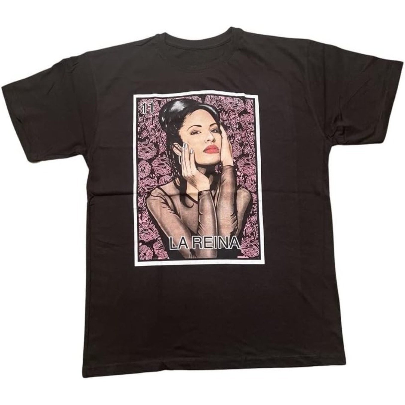 

Selena T-shirt La Reina With Roses Mexico T-shirt Screen Printed 100% Cotton - Father's Day Black Gift