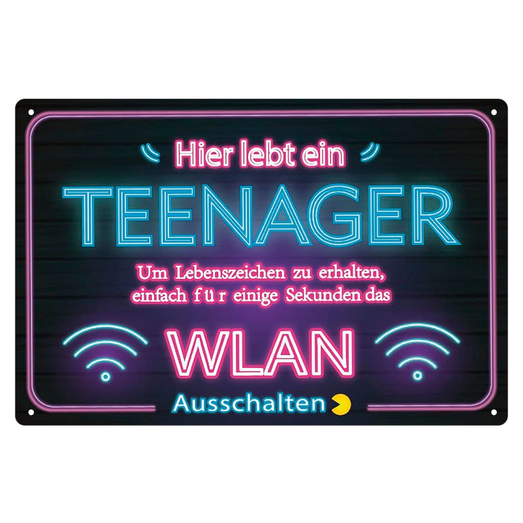 

1pc Iron Tin Sign "hier Lebt Ein Teenager Wlan" - Humorous Gamer Do Not Disturb Door Hanger, Playroom Decorative Gift For Teenagers