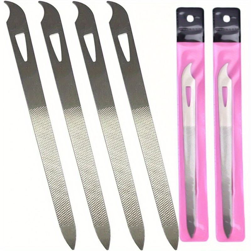 

2/4/6pcs Professional Stainless Steel Nail Files - Fine Grit, Double-sided , Curved & For Perfect At Home