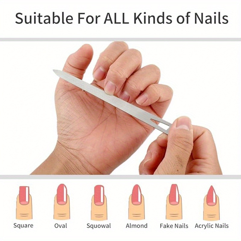 5pcs Multi-Functional Stainless Steel Nail Files, Double-Sided Buffing Tools