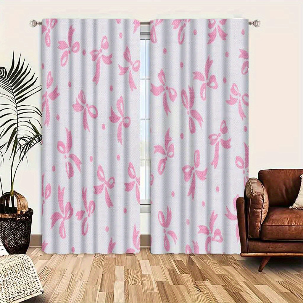 

Elegant Modern Style Living Room Decorative Curtains With Bow Print - Easy To Maintain, Suitable For Living Room And Bedroom All Year Round, Durable And Easy To Hang