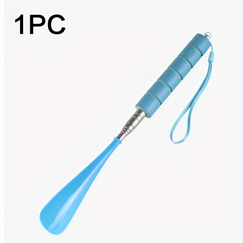 Image of 1pc Adjustable Long Handle Shoehorn For Seniors - Stainless Steel Telescopic Pole For Easy Shoe Access