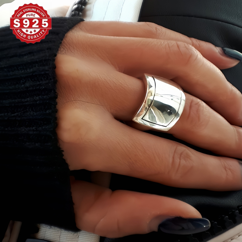 valentines gift 925 sterling silver wide band ring chunky dome statement piece for   suitable for party wedding minimalist tribal style   high quality   no stones pure silver   details 0