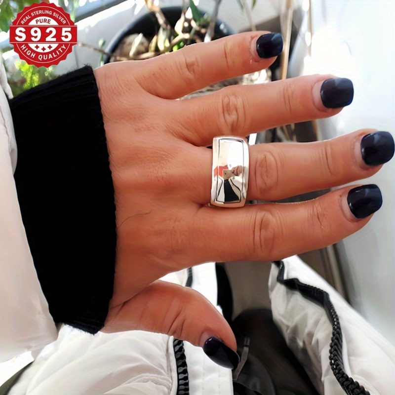 valentines gift 925 sterling silver wide band ring chunky dome statement piece for   suitable for party wedding minimalist tribal style   high quality   no stones pure silver   details 6