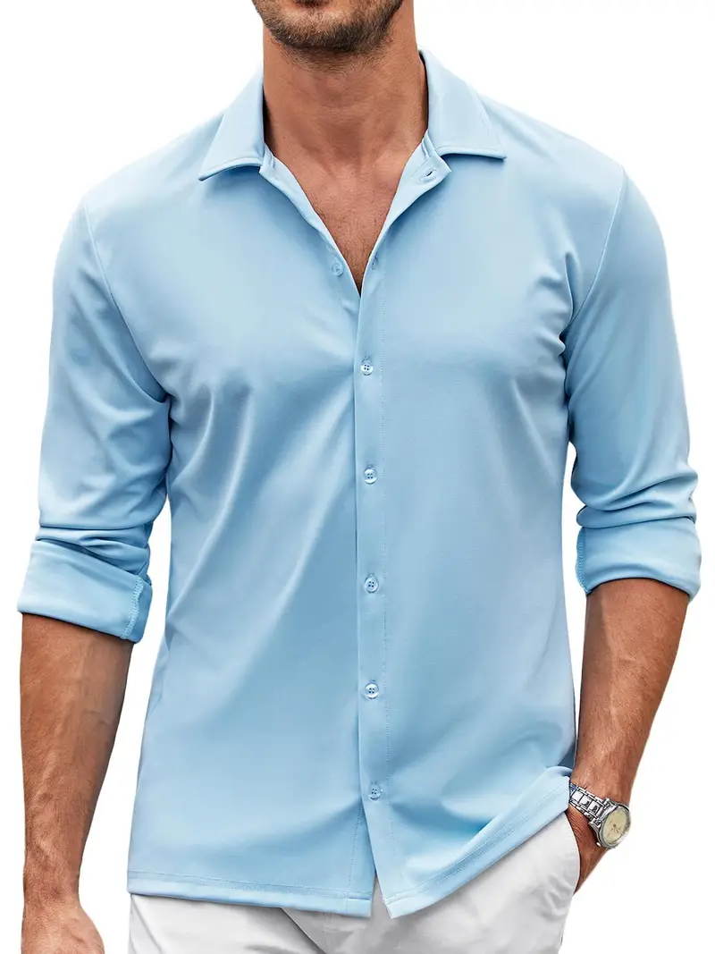 mens wrinkle free shirts long sleeve button dress shirt - Temu mens wrinkle free shirts long sleeve button dress shirt - Temu