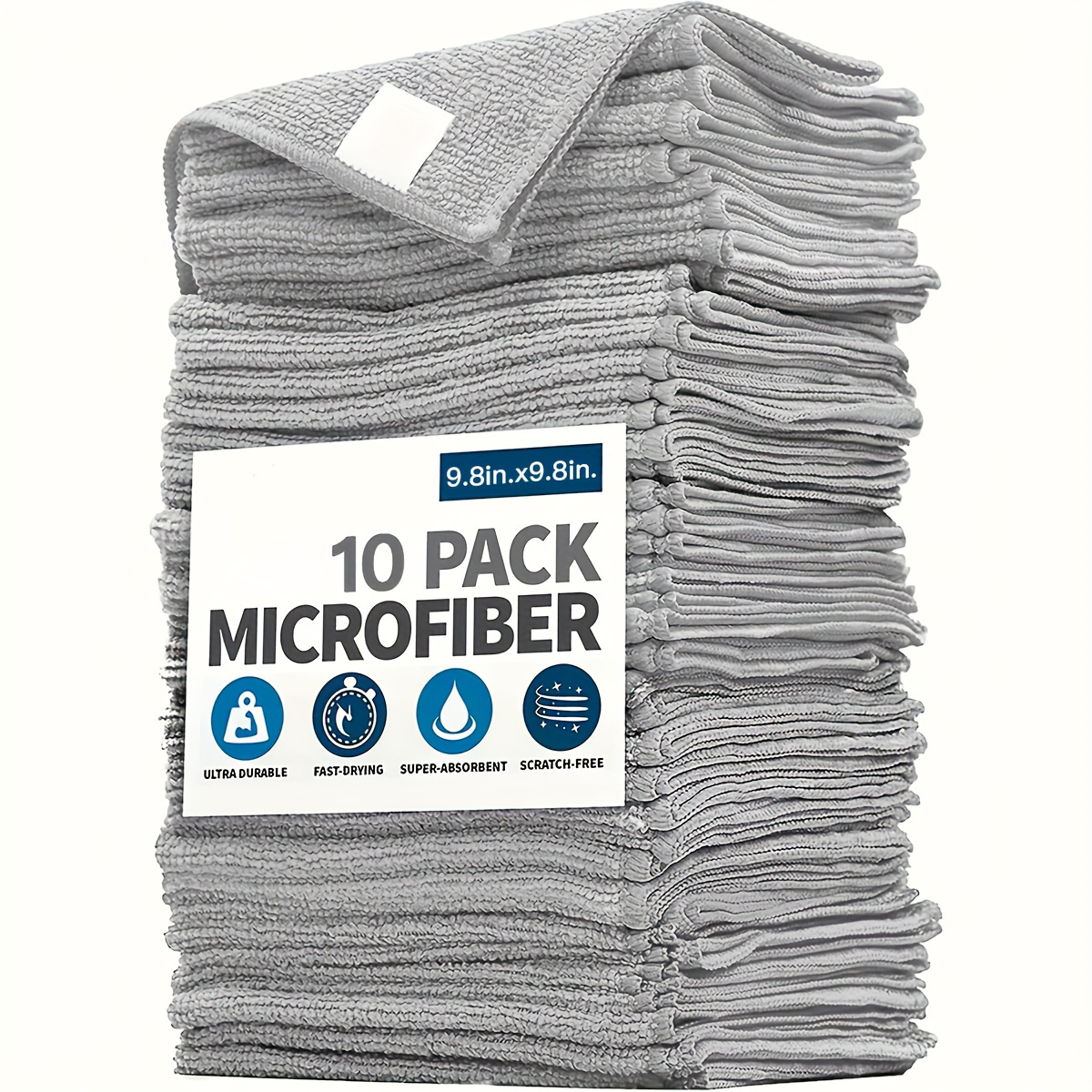 

10 Pack Microfiber Cleaning Cloths - Polyester Fiber Dishwashing Towels, Multifunctional Household For Kitchen Bathroom, Absorbent Towels For Stain And Grease Removal, Cleaning Supplies