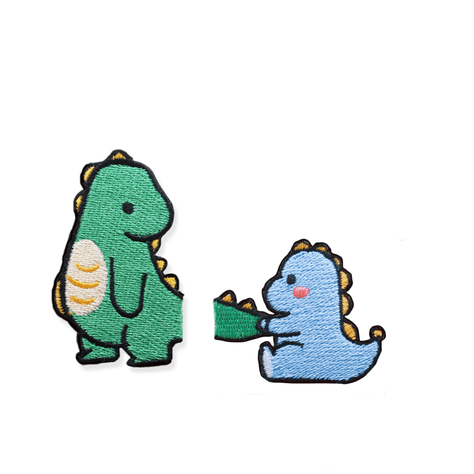 

2-pack Cute Dinosaur Embroidered Patches - Self-adhesive Stick-on Appliques For Diy Clothing, Bags & More, No Ironing Needed