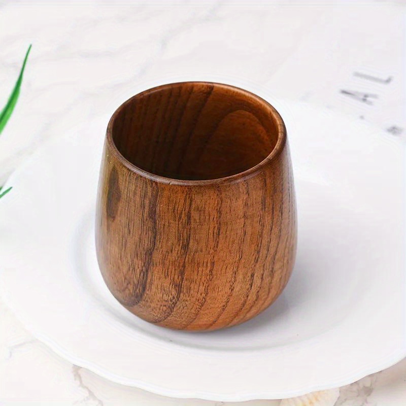 E-shop 1 Stück Handgefertigte Natürliche Holz-Teetasse - Wiederverwendbare -Tasse mit natürlicher Maserung, geeignet für Tee, Kräutergetränke & mehr