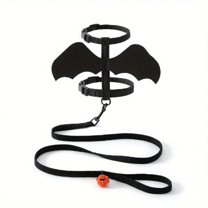 

Bat Pet Harness With Matching Leash For Cats & Small Dogs - Adjustable Polyester Costume With Dry Clean Only Instruction