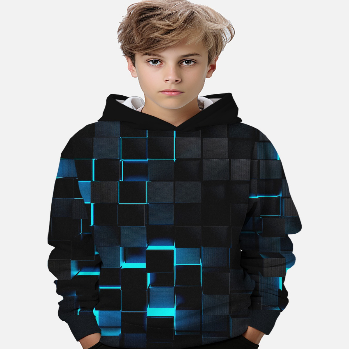 

Novelty Plaid 3d Print Cute&cozy Hoodie For Boys - Keep Him Warm And Stylish!