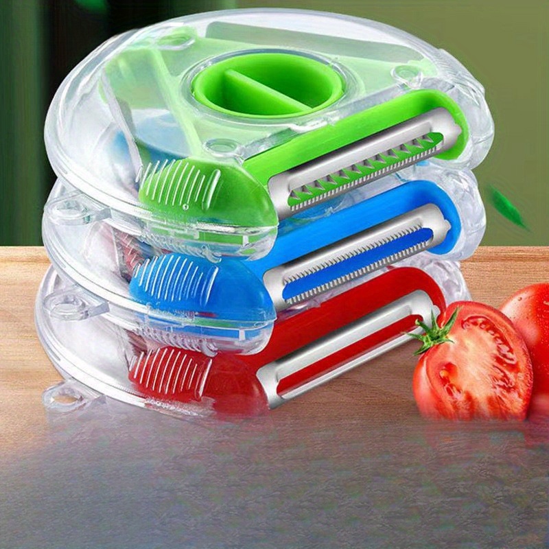 

3-in-1 Multifunctional Kitchen Peeler & Grater Set - Fruits, Vegetables, And Potatoes - Plastic, Food-safe For Home, Rv, And Camping