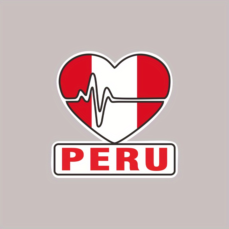 

Vinyl Heartbeat Peru Flag Decal - Self-adhesive Matte Finish Car Window Sticker For Truck, Computer, Wall - Irregular Cartoon Shape, Single Use, Plastic Surface Recommended, Left Placement Option