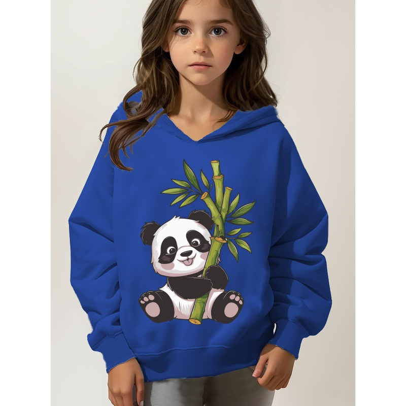 

Panda Print Long Sleeve Hoodie For Girls, Casual Style, Fun & Playful Spring/fall Sport Shirt