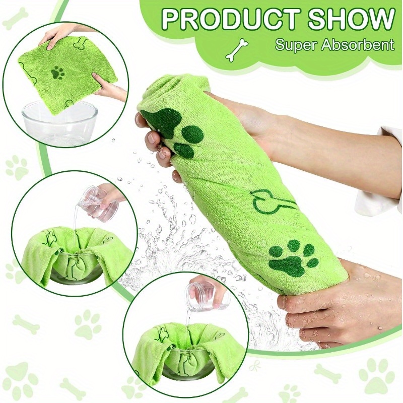 4pcs Quick-Dry Pet Towels for Medium Dogs - Soft, Absorbent Polyester with Colorful Paw Print Design, Ideal for Bathing and Grooming, Dog Bath Towels|Playful Design|Quickdry Fabric, Dog Towels - Image 4