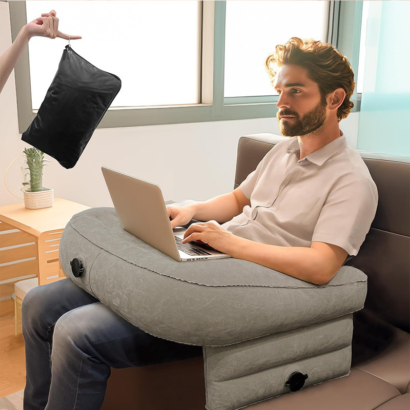 1pc Inflatable Reading Pillow for Gaming, Working, Portable Pad Ergonomic  Lap Desk Cushion Arm Rest Table in Bed, Couch, Camp