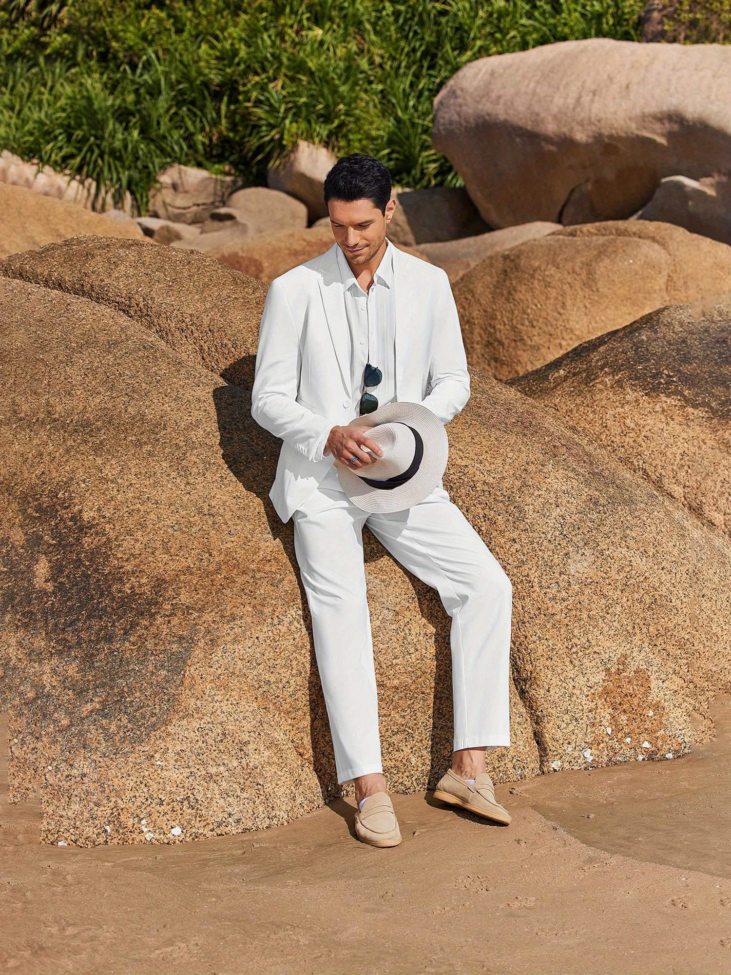 Tuxedo White Linen Casual Suits High-End Suits Buy Slim Fit Ivory