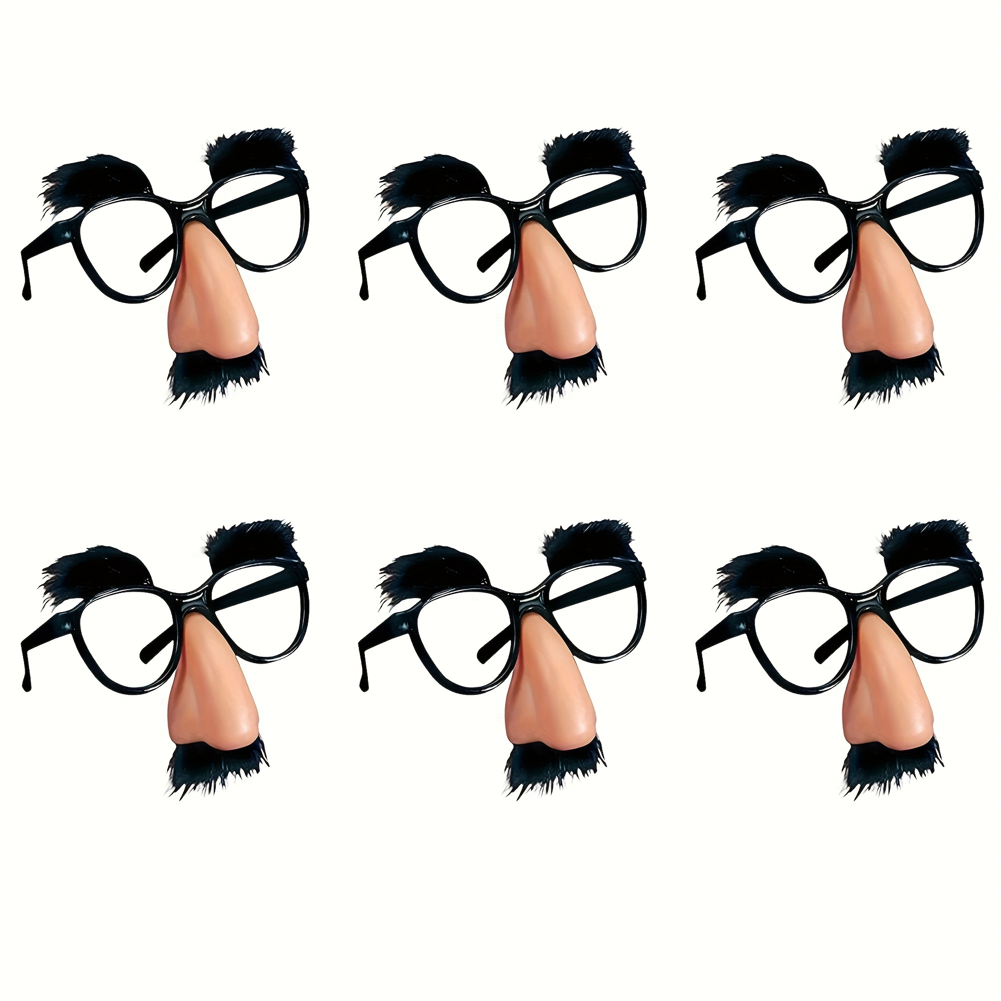 

6pcs Prank Mustache & Glasses Set With Eyebrows And Nose - Halloween, April Fools' Day, Clown Costumes, Birthday Parties & Masquerade Decorations