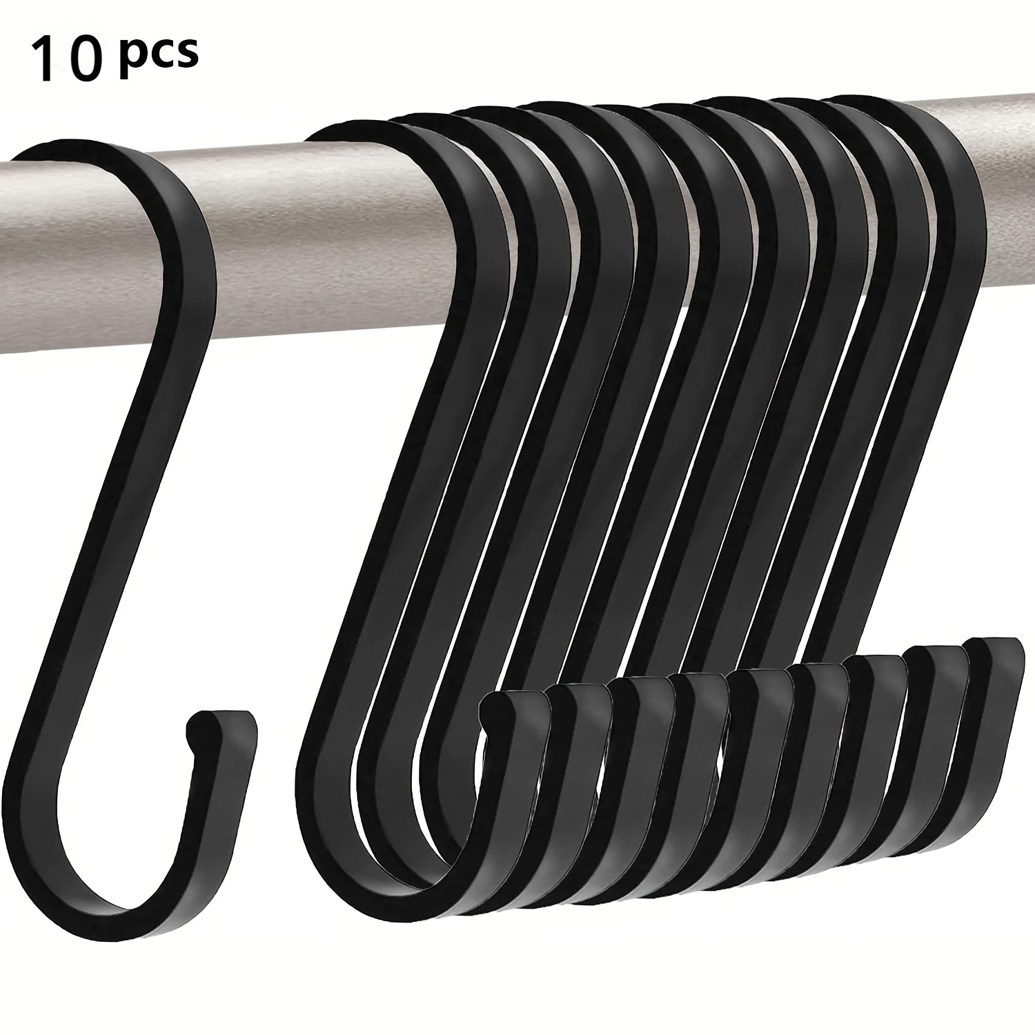 

10pcs/set Aluminum Alloy S-hooks, Used For Hanging Shower Curtains, Hanging Kitchen Pots And Pans, Coffee Cups, Barbecue Utensils, Clothes, Hats, Plants, Indoor And Outdoor Decoration S-shaped Hooks