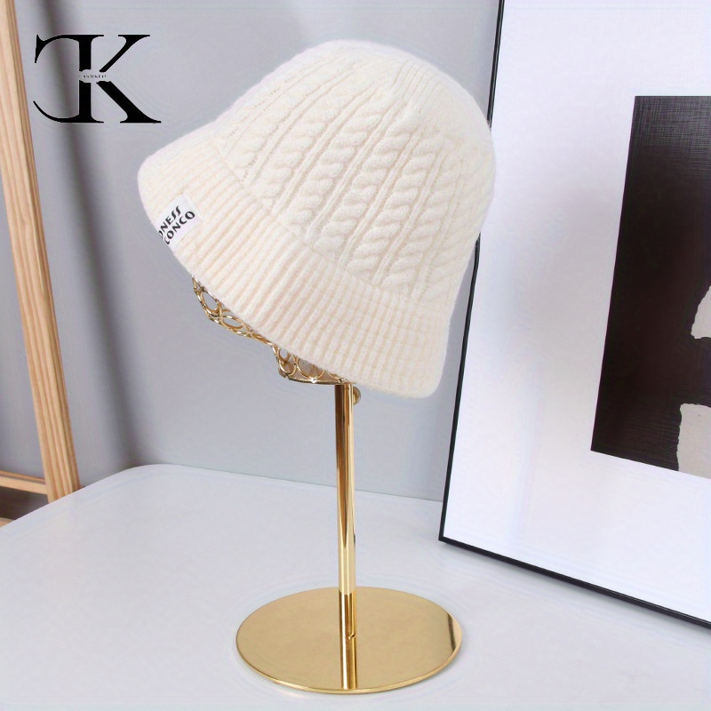 

Carrken Cozy Knit Bucket Hat For Women - Sweet Korean Style, Warm & Stretchy, Ear Protection, Christmas, Carrken