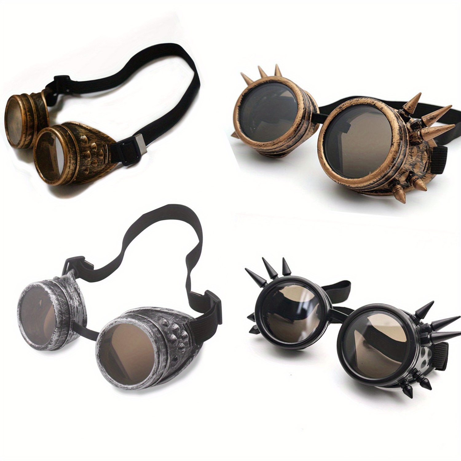 

Steampunk Goggles - Retro Round Plastic Glasses For Cosplay & Halloween Costume Accessories