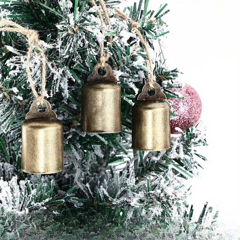 

2pcs Vintage Metal Christmas Tree Bells - Crisp Sound, Decorative Iron Hanging Ornaments For Holiday Home & Party Decor