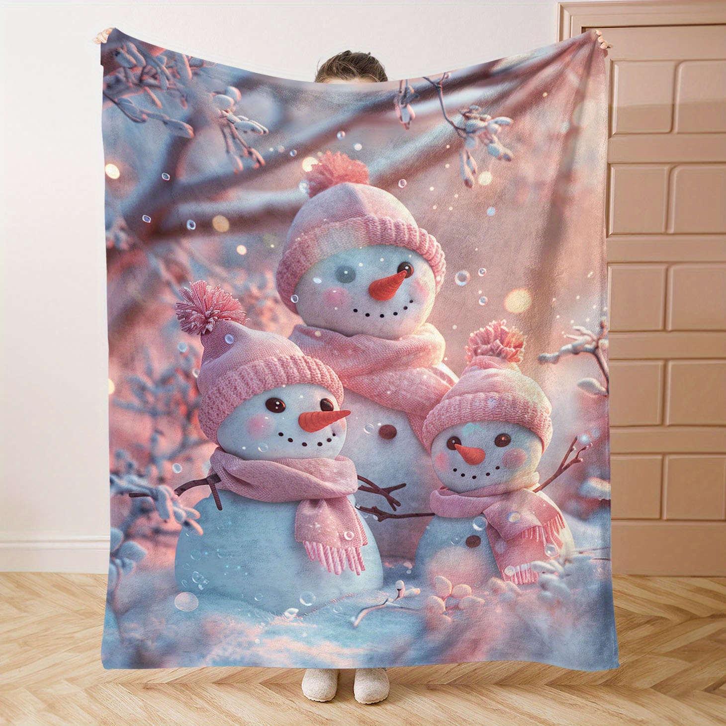 

Cozy Snowman Print Flannel Throw Blanket - Soft, Warm & For Bed, Sofa, Office, And Camping