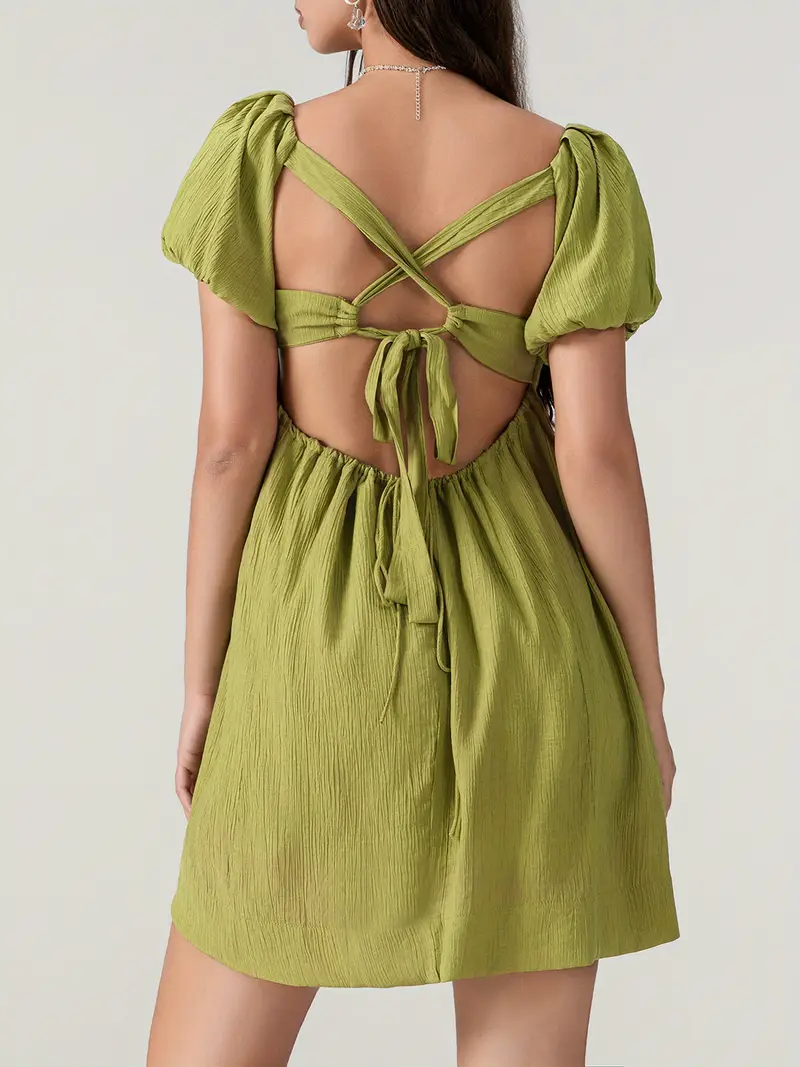 womens summer babydoll dress short puff sleeve square neck - Temu womens summer babydoll dress short puff sleeve square neck - Temu