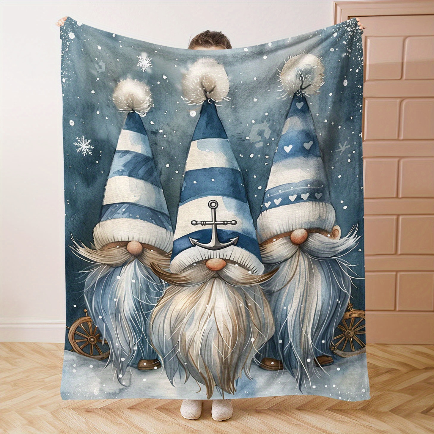 

Blue Christmas Dwarves Print Flannel Blanket - Soft And Comfortable Throw For Bed, Sofa, Office, Or Camping - All