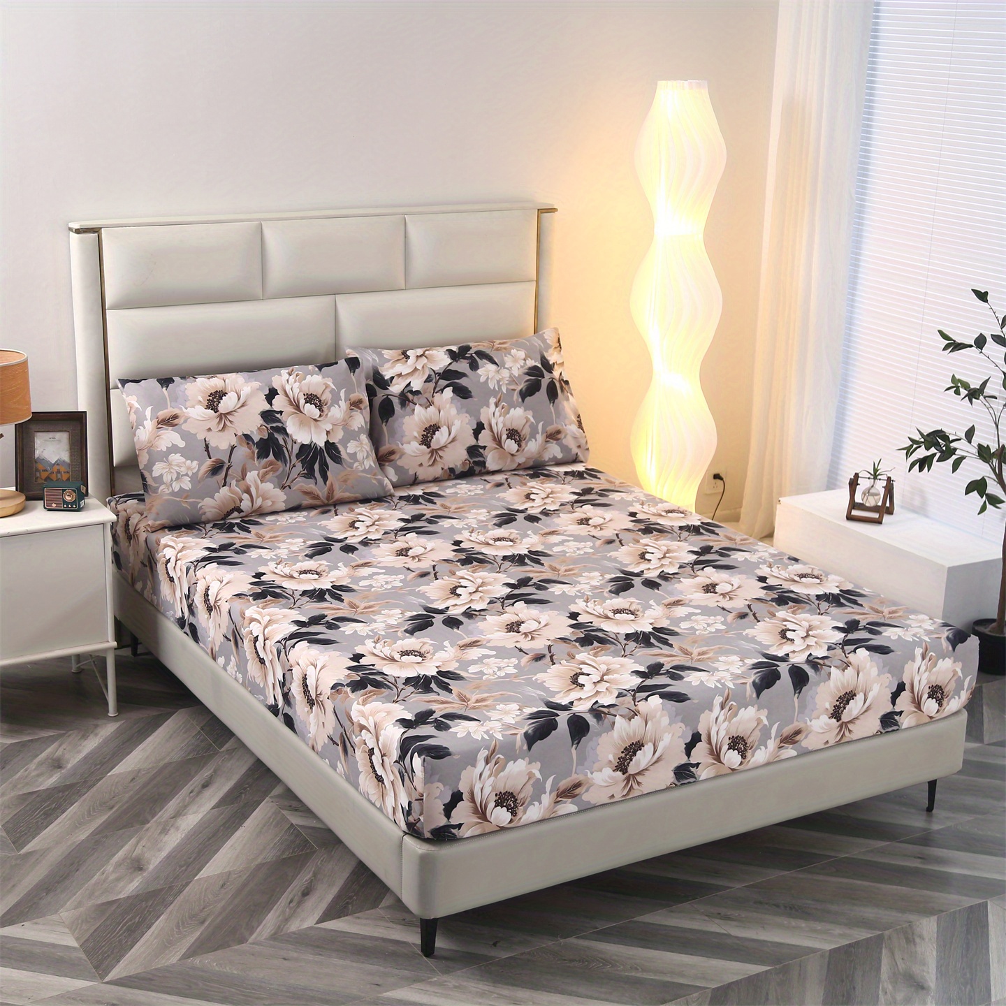 3pcs Floral Print Bedding, Soft And Comfortable, Suitable For Bedroom And , Includes 1 Fitted Sheet And 2 Pillowcases, No Filler