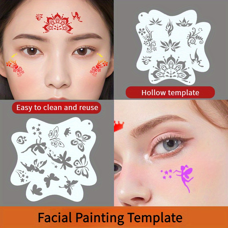 

Vintage-inspired Floral Face Painting Stencil Kit - Reusable Plastic Eye Corner & Cheek Design Templates For Stage Makeup & Daily Wear