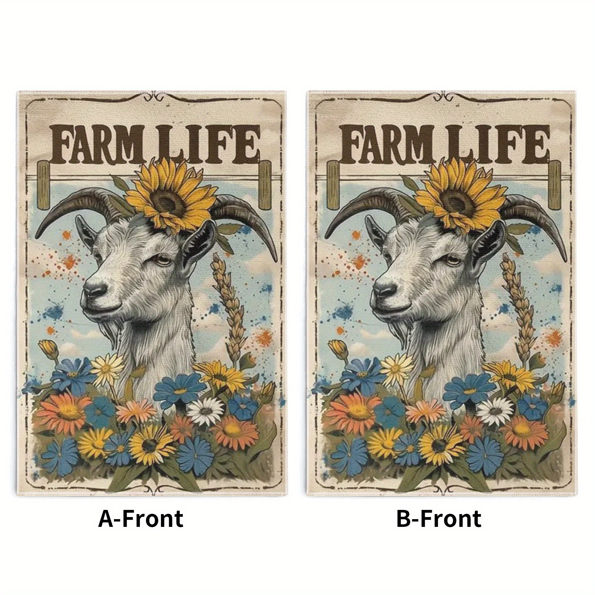 

2-piece Kitchen Towel Set - 18"x26" - , Christmas, Thanksgiving, 4th Of July Decor - Cartoon Goat, Sunflower, Harvest Theme - Machine Washable, Fade Resistant, High Quality