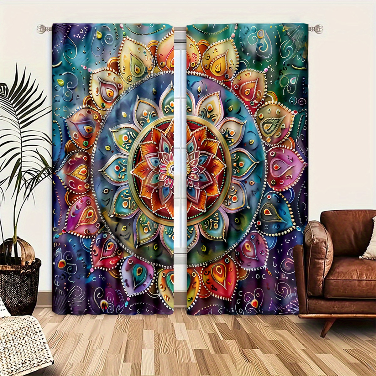 TEMU 2pcs/ Set Bohemian Patterned Decorative Door Curtains, Comfortable Bedroom Lighting And , Unique Kitchen Living Room And Study