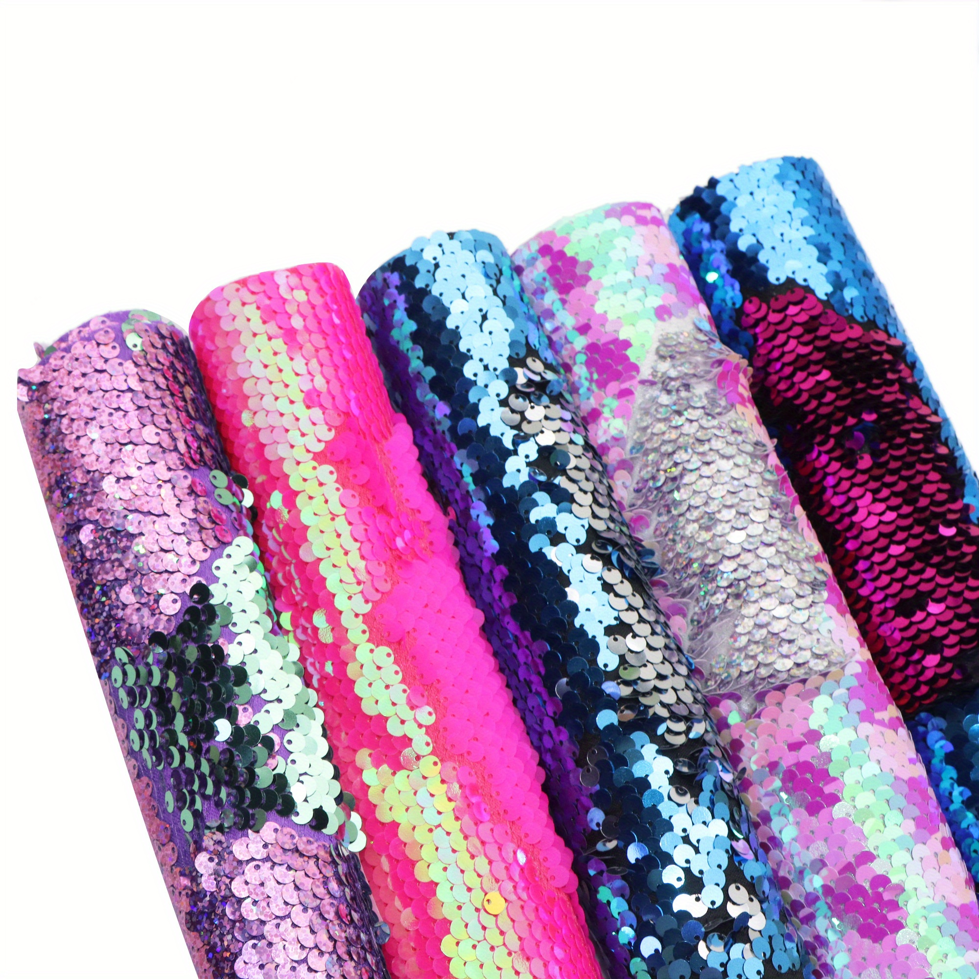 

1pc 7.87x12.99inch Reversible Sequins Mermaid Fabric Iridescent Plain Solid Color Sequins Material For Diy Garment Handbags Pouches Crafts