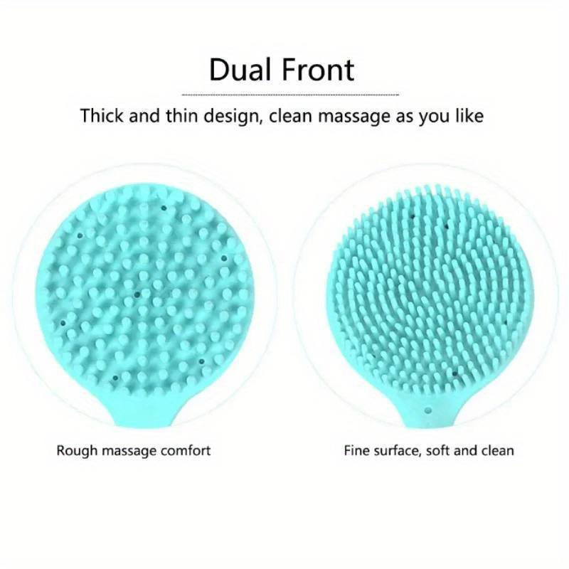 1pc turquoise silicone long handle body brush double sided exfoliating massage shower tool with soft bristles 15 7 length for   back relief smooth light beige care body exfoliation tool doublesided brush   beige scrubber Product details 3
