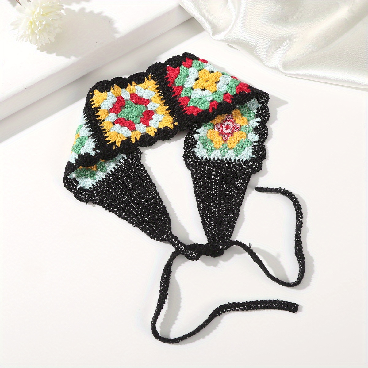 1pc boho crochet flower headband bandana turban hair bands 