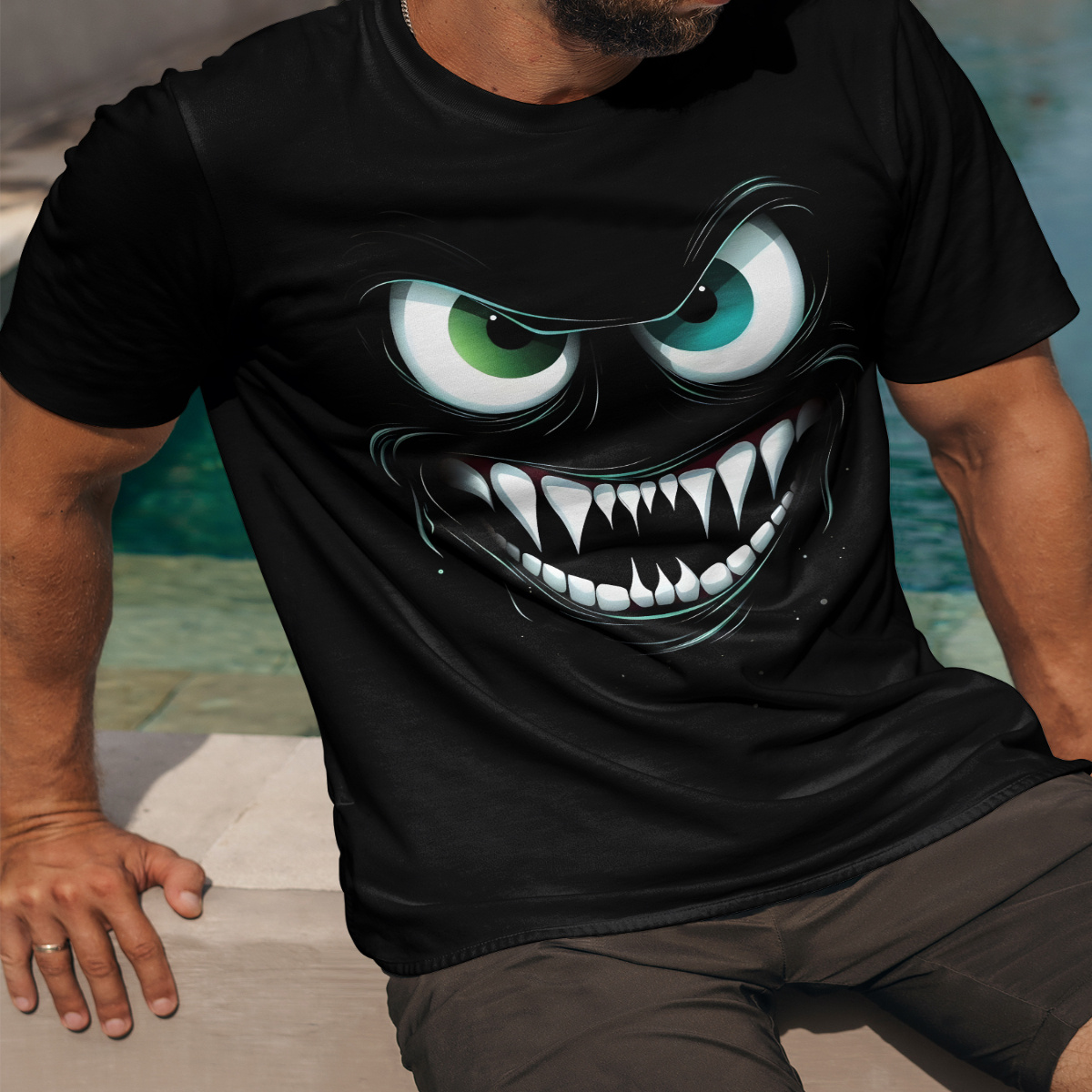 

Men's Monster T-shirt, Casual Short Sleeve Crew Neck Tee, Men's Clothing For Summer Outdoor