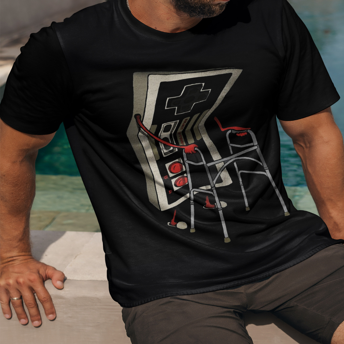 

Men's Gamepad Graphic Print T-shirt, Casual Short Sleeve Crew Neck Tee, Men's Clothing For Summer Outdoor