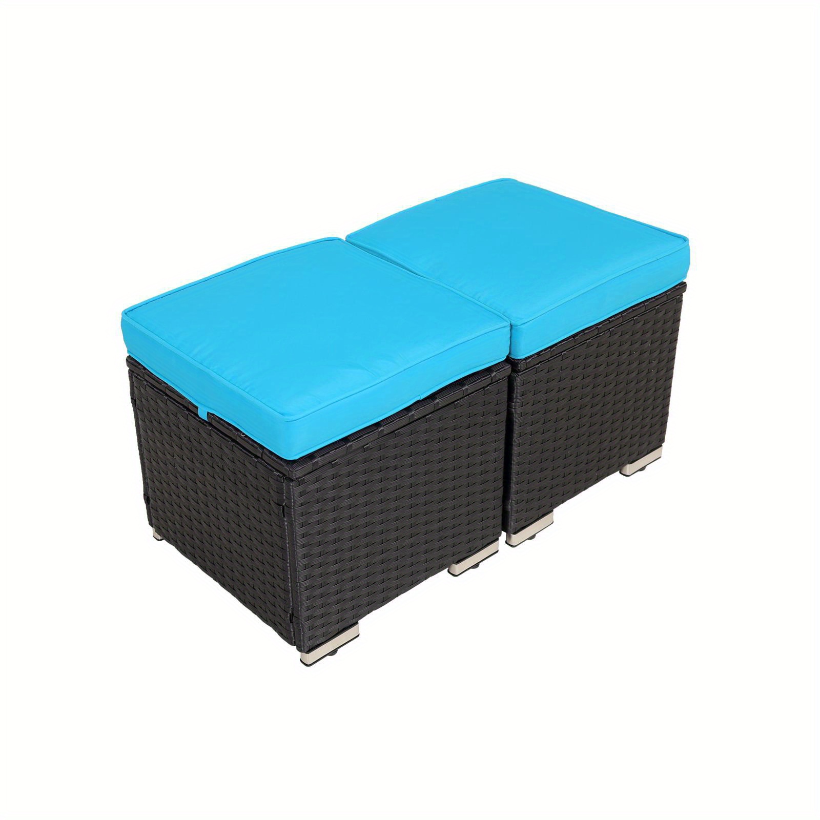 Outdoor Rattan Ottomans Storage Weather Wicker Patio - Temu