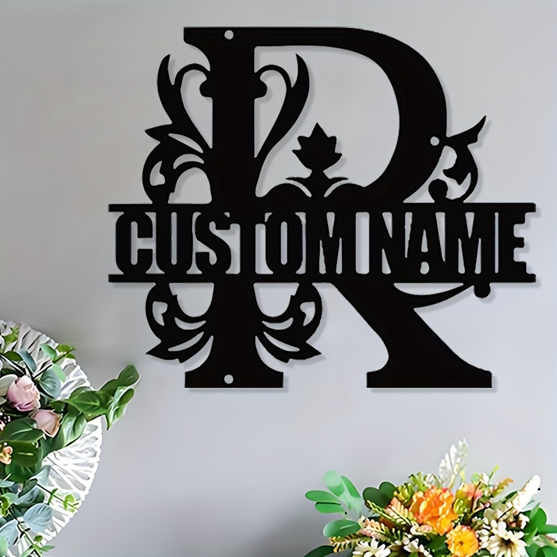 customized iron split letter monogram sign personalized metal family name wall decor custom name welcome sign for home wedding gift suitable   14 details 0